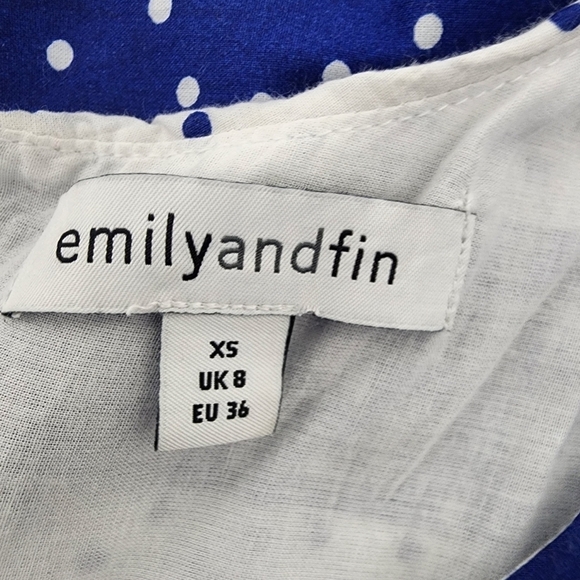 Emily And Fin Blue Polka-dot Fit & Flare Dress Size XS - Picture 12 of 12